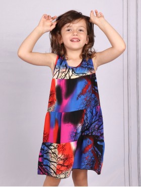 Kids Super Soft Bow Tie Shoulder Slip Fashion Dress (3-7  Yrs)